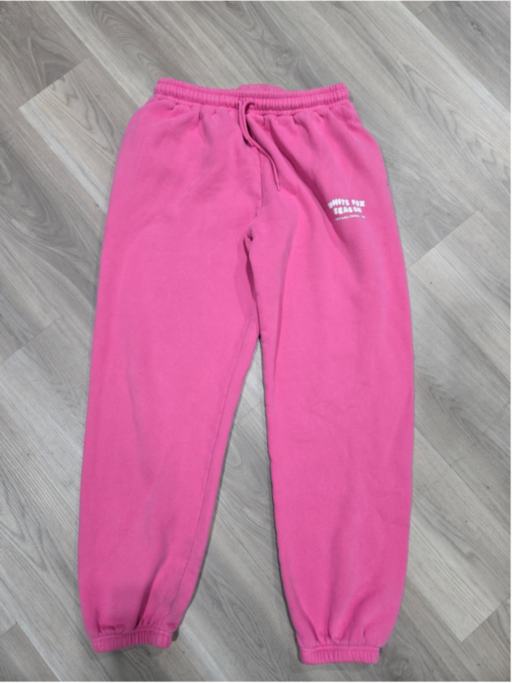 Women's White Fox Joggers Size L Pink Track Pants